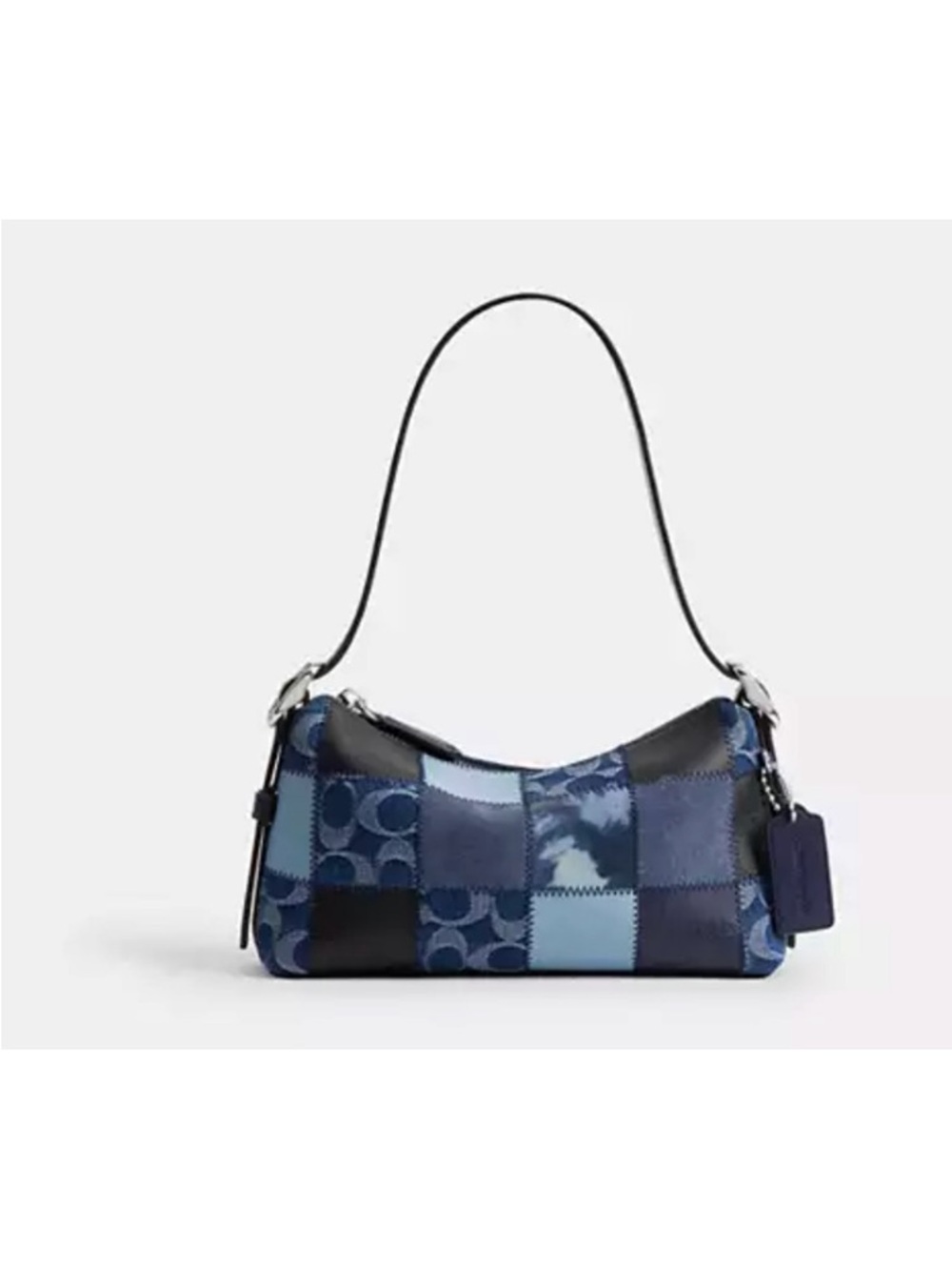 Coach NWT Coachtopia Denim Patchwork Shoulder Bag in Multiple Blue Tones.